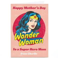Card Factory Personalised Wonder Woman Mother's Day Card - Hero Mum