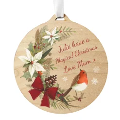 Hot Personalised Wooded Robin Christmas Tree Decoration Christmas Gifts|Gifts For Couples