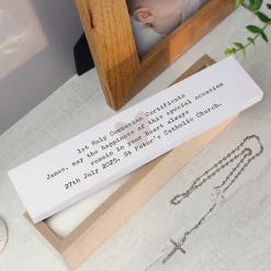 Best Personalised Wooden Certificate Holder Kids Jewellery & Keepsakes|Christening Gifts