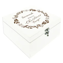 Kids Card Factory Personalised Wooden Christmas Eve Box - Christmas Magic Wreath