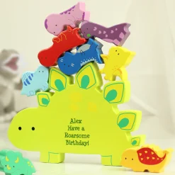 Kids Card Factory Personalised Wooden Dinosaur Stacker Toy
