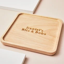 Card Factory Personalised Wooden Engraved Shallow Square Tray - Name and Message