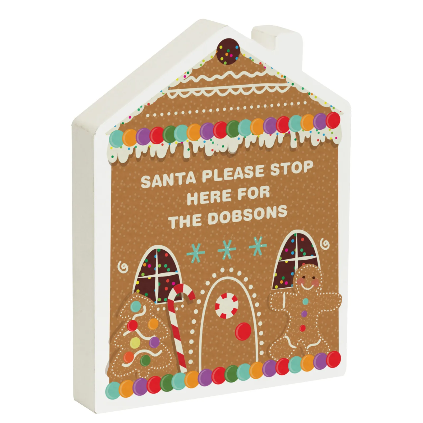 Kids Card Factory Personalised Wooden Gingerbread House Christmas Ornament