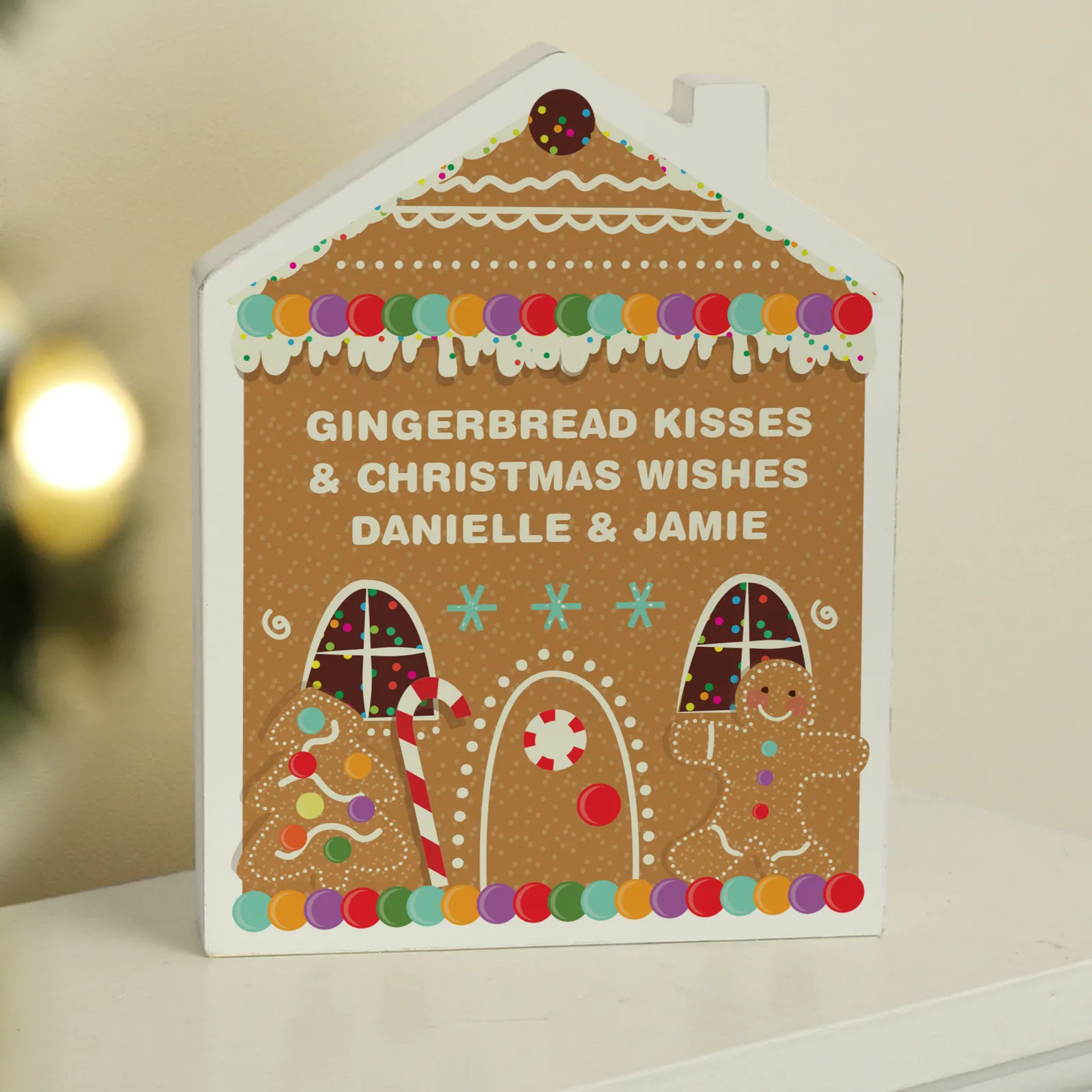 Kids Card Factory Personalised Wooden Gingerbread House Christmas Ornament