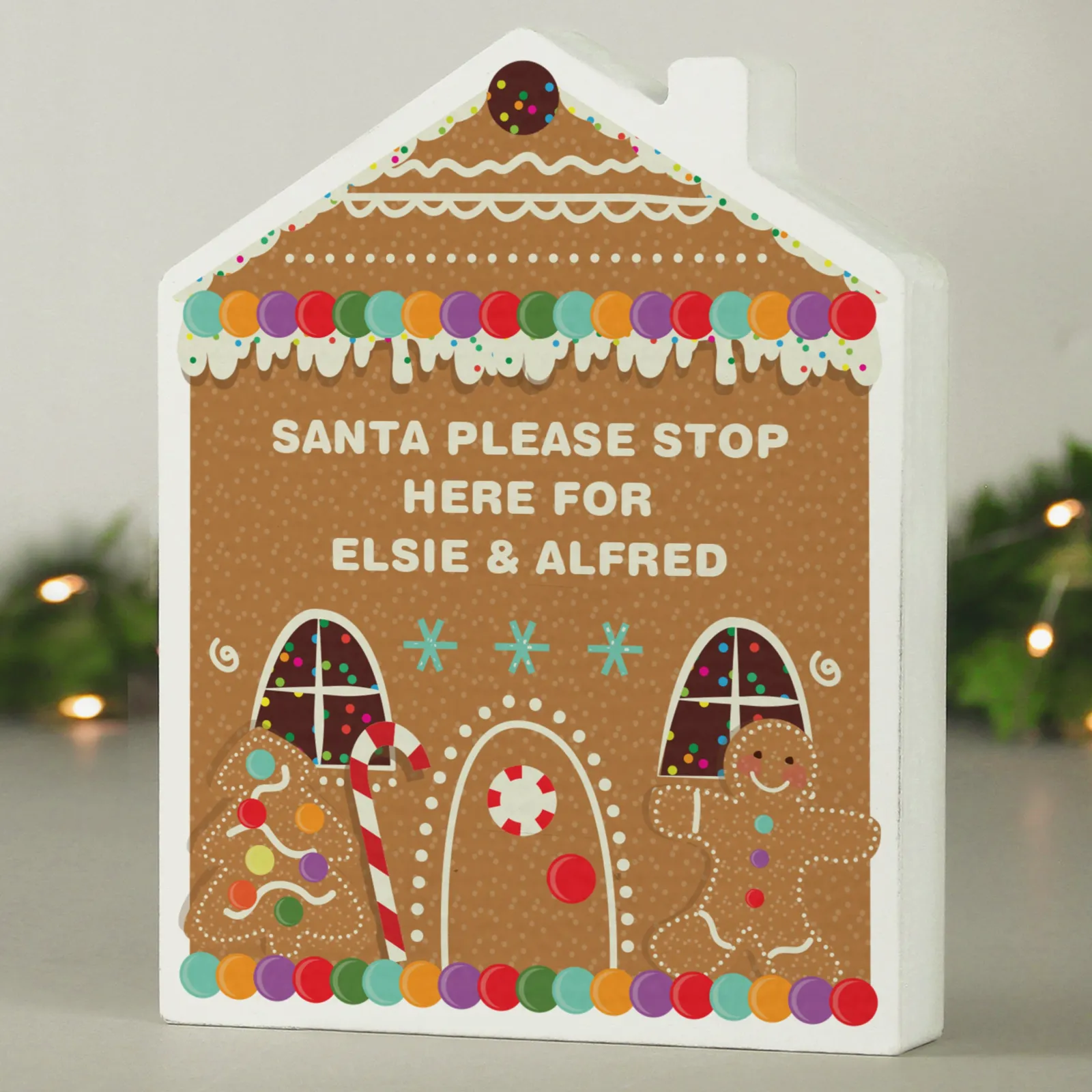 Kids Card Factory Personalised Wooden Gingerbread House Christmas Ornament