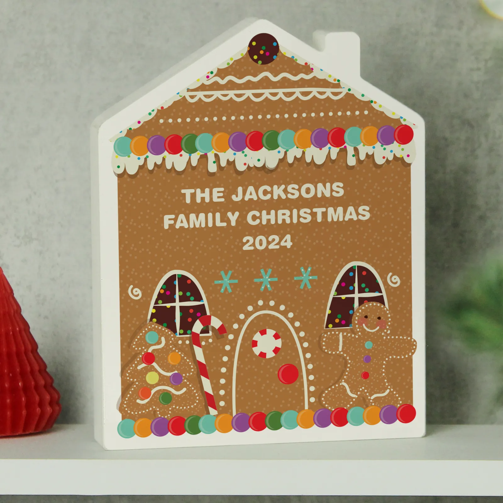 Kids Card Factory Personalised Wooden Gingerbread House Christmas Ornament