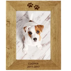 Discount Personalised Wooden Photo Frame - Paw Prints Photo Frames|Christmas Gifts