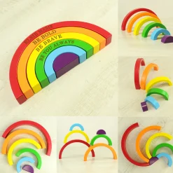Kids Card Factory Personalised Wooden Rainbow Stacker