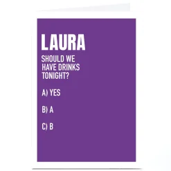 Card Factory Personalised Wordee Card - Drinks Tonight