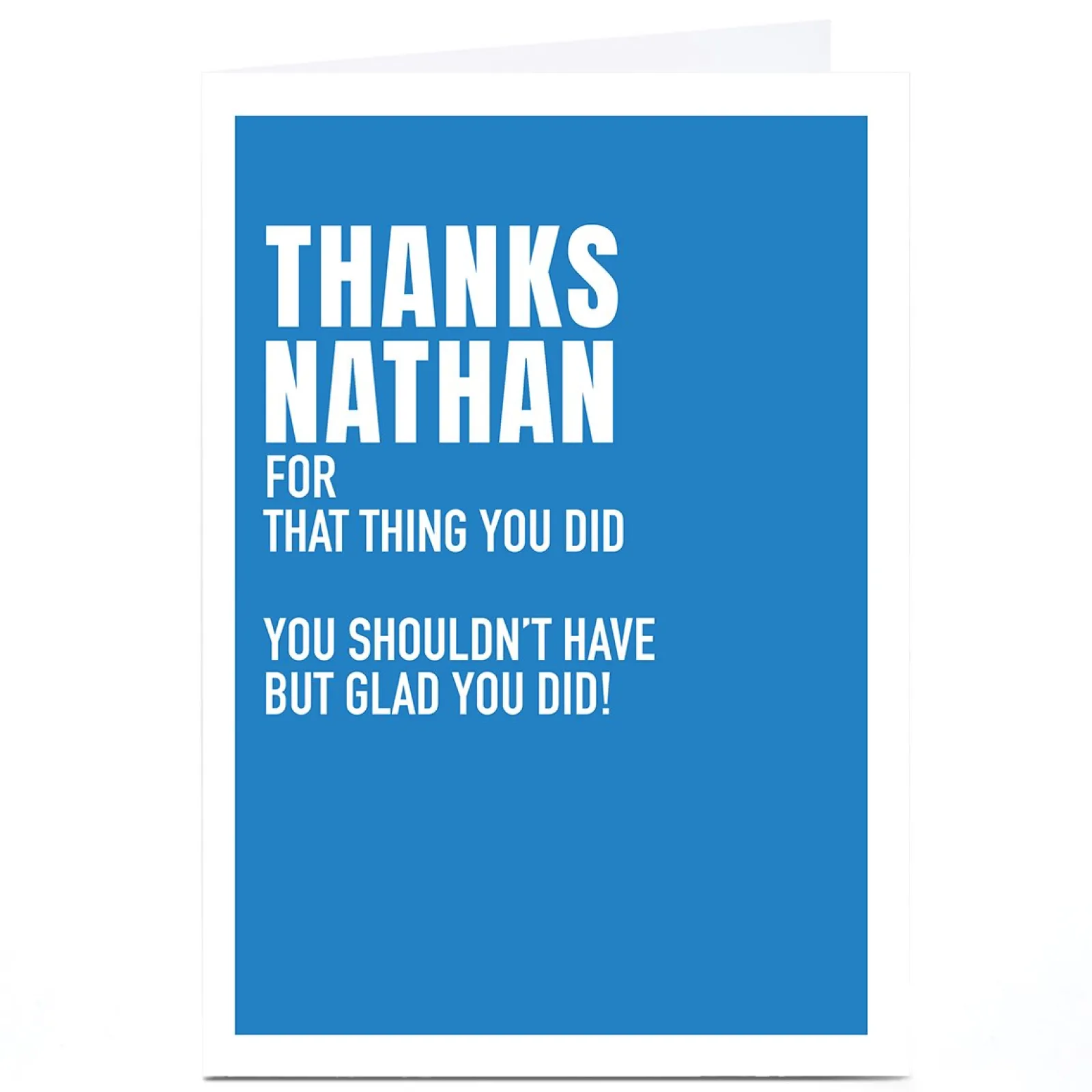 Card Factory Personalised Wordee Thank You Card - That Thing You Did