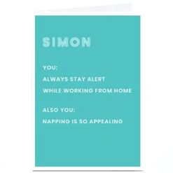 Card Factory Personalised Working From Home Card - Always Stay Alert