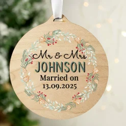 Best Personalised Wreath Wooden Christmas Tree Decoration Gifts For Couples|Gifts For Him