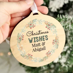 Best Personalised Wreath Wooden Christmas Tree Decoration Gifts For Couples|Gifts For Him