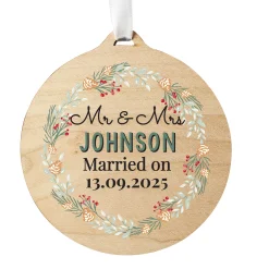 Best Personalised Wreath Wooden Christmas Tree Decoration Gifts For Couples|Gifts For Him