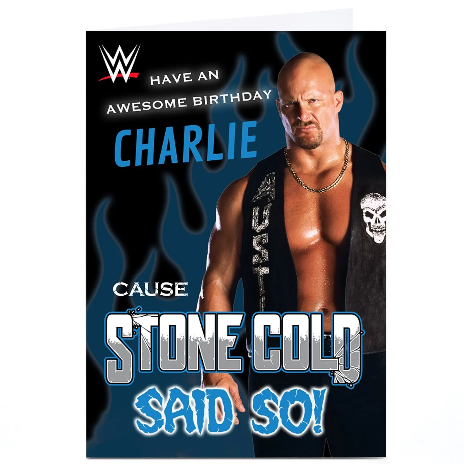 Kids Card Factory Personalised WWE Birthday Card - Stone Cold Steve Austin