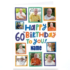 Card Factory Photo Aimee Stevens 60th Birthday Card - 10 Photos, Any Name