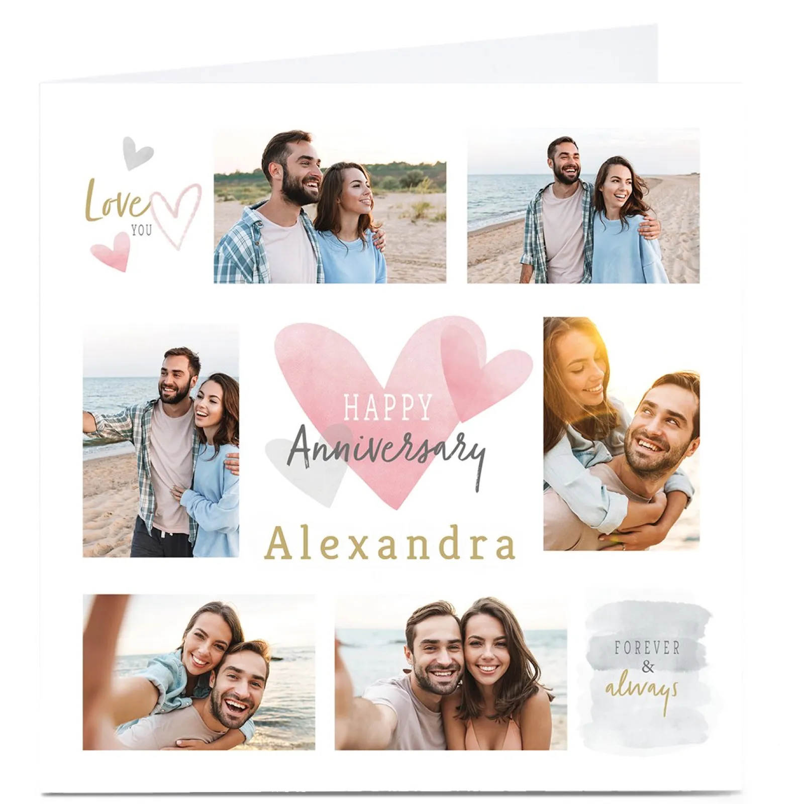 Card Factory Photo Anniversary Card - 6 Photos, Forever & Always