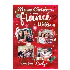 Clearance Photo Bev Hopwood Christmas Card - Romantic Red, Fiance Christmas|Photo