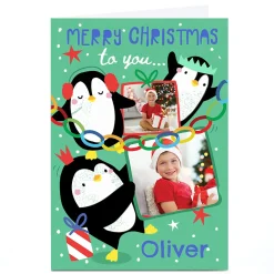 Outlet Photo Bev Hopwood Christmas Card - Party Penguins, Any Name Christmas|Photo
