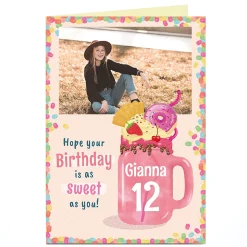 Kids Card Factory Photo Birthday Card - As Sweet As You, Editable Age