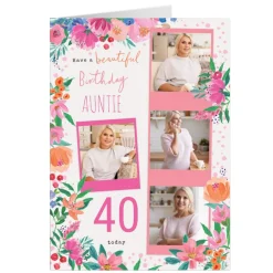 Hot Photo Birthday Card - Auntie Birthday Flowers, Editable Age For Sister|For Niece