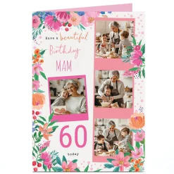 Card Factory Photo Birthday Card - Beautiful Birthday Flowers, Editable Age