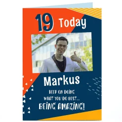 Kids Card Factory Photo Birthday Card - Being Amazing, Editable Age