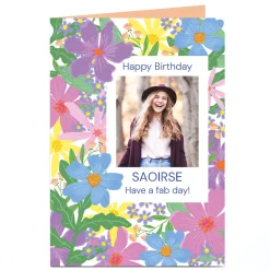 Sale Photo Birthday Card - Bright Floral, Any Name For Auntie|Female Friend