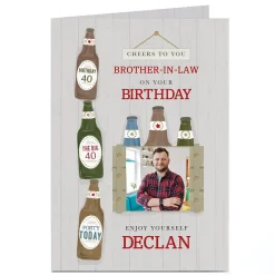 Card Factory Photo Birthday Card - Brother-in-Law & Beers, Editable Age