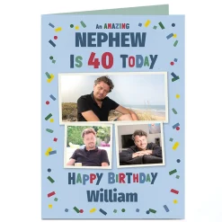 Best Photo Birthday Card - Colourful Confetti, Nephew Editable Age BOY For Nephew|For Husband