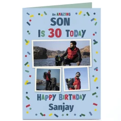 Sale Photo Birthday Card - Colourful Confetti, An Amazing..., Editable Age BOY For Son|For Boyfriend