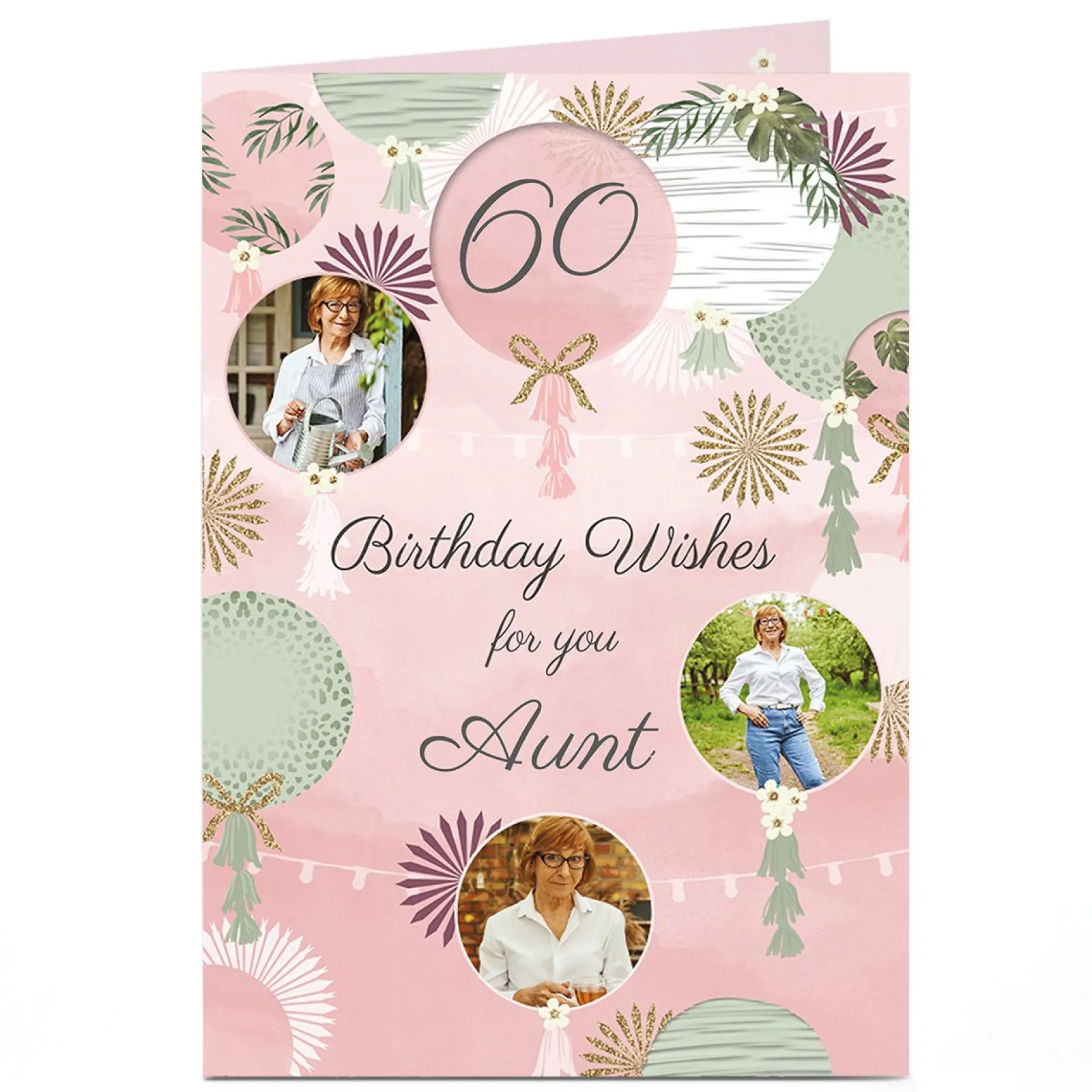 Card Factory Photo Birthday Card - Contemporary Balloons Editable Age