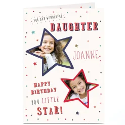Kids Card Factory Photo Birthday Card - Daughter, Little Star