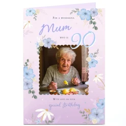 Card Factory Photo Birthday Card - Floral With Love, Editable Age