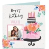 Card Factory Photo Birthday Card - Floral Cake