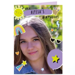 Online Photo Birthday Card - Full Photo Cute Icons, Any Name Kids For Kids|Female Friend