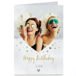 Sale Photo Birthday Card - Gold & Silver Hearts BOY For Husband|For Boyfriend