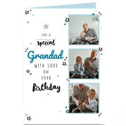 Discount Photo Birthday Card - Grandad Blue & Black Stars For Grandad|Photo