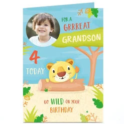 Hot Photo Birthday Card - Grandson Editable Age Kids For Grandson|Grandson