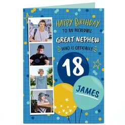 Card Factory Photo Birthday Card - Great Nephew Who Is Officially, Editable Age
