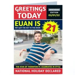 BOY Card Factory Photo Birthday Card - Greetings Today Magazine, Editable Age