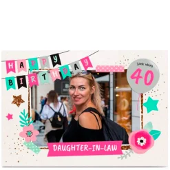Photo Birthday Card - Happy Birthday Banner, Daughter-in-Law For Niece|40Th Birthday