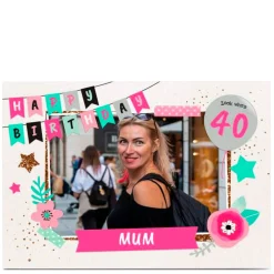 Card Factory Photo Birthday Card - Happy Birthday Banner, Mum Any Age