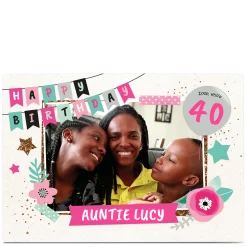 Online Photo Birthday Card - Happy Birthday Banner, Editable Age For Sister|For Niece