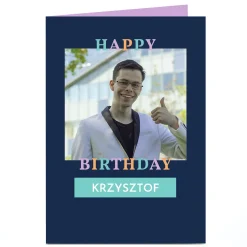 Kids Card Factory Photo Birthday Card - Happy Birthday, Blue Frame