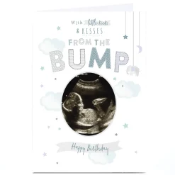 Hot Photo Birthday Card - Kicks & Kisses From the Bump Photo|Birthday