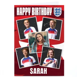 Kids Card Factory Photo Birthday Card - Lionesses England, Any Name