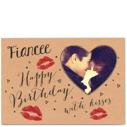 Discount Photo Birthday Card - Lipstick Kisses [Fiancee] Photo|Birthday