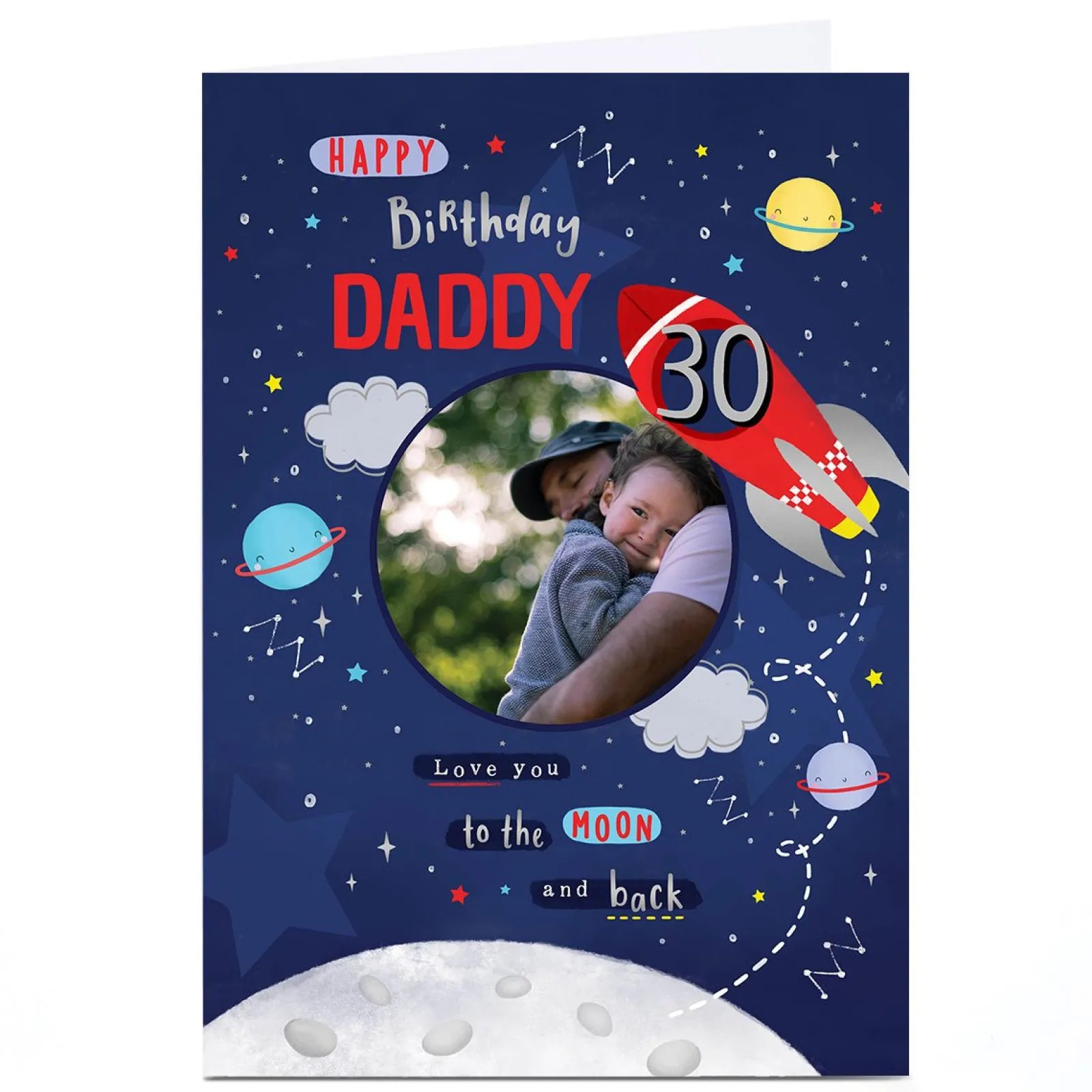 Sale Photo Birthday Card - Love You To The Moon & Back BOY For Dad|For Boyfriend