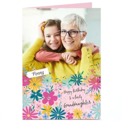 Kids Card Factory Photo Birthday Card - Lovely Granddaughter Floral